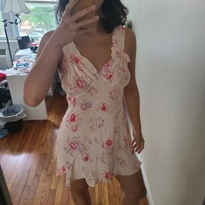 Realisation par-style mini pink floral Ivy Eden silk dress